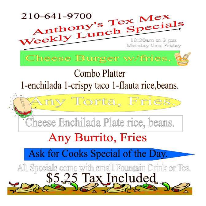 Anthony's Tex Mex To Go - San Antonio, TX menu_pic