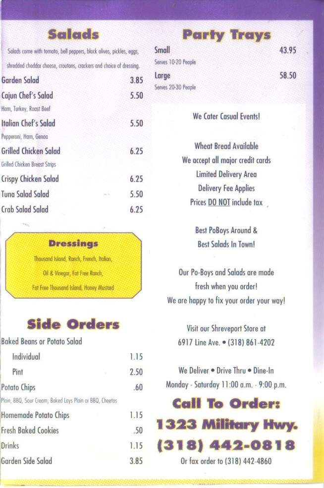 Po-Boy Express - Pineville, LA menu_pic