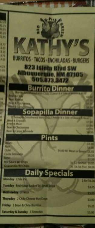 Kathy's Carry-Out - Albuquerque, NM menu_pic