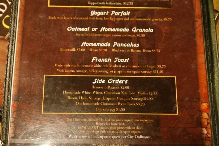 Guadalupe Cafe - Santa Fe, NM menu_pic
