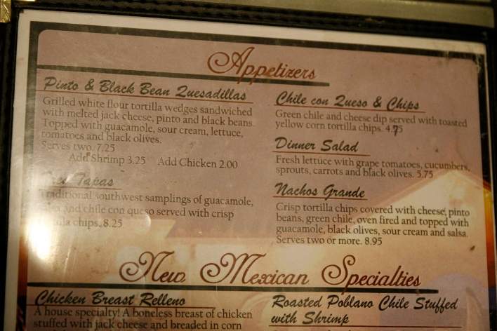 Guadalupe Cafe - Santa Fe, NM menu_pic