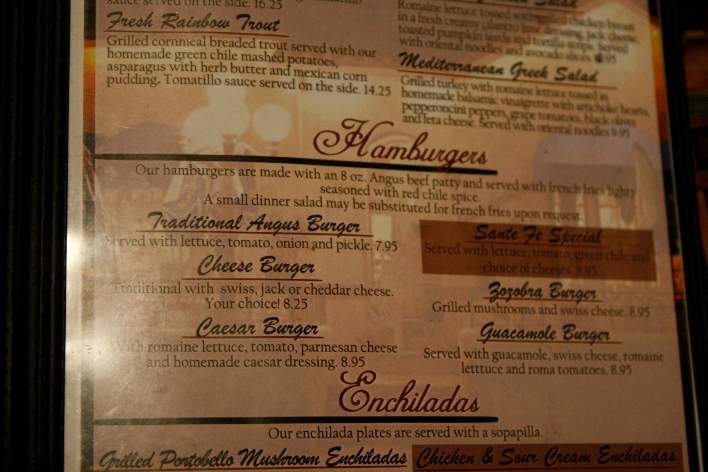 Guadalupe Cafe - Santa Fe, NM menu_pic