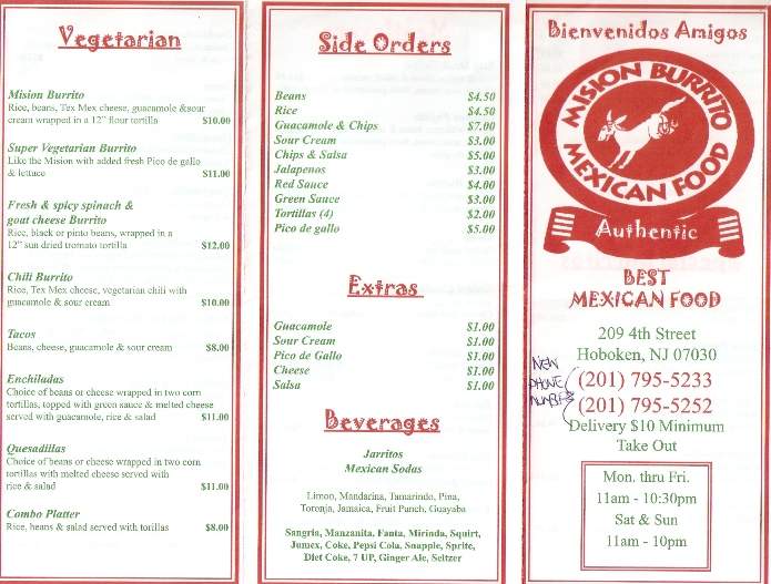 Mision Burritos - Hoboken, NJ menu_pic