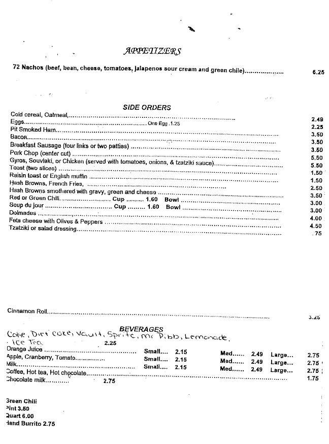Javier & C Diner - Denver, CO menu_pic