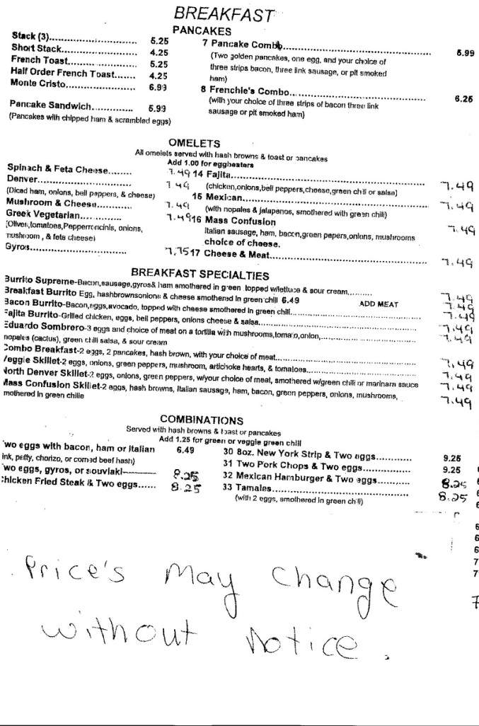 Javier & C Diner - Denver, CO menu_pic