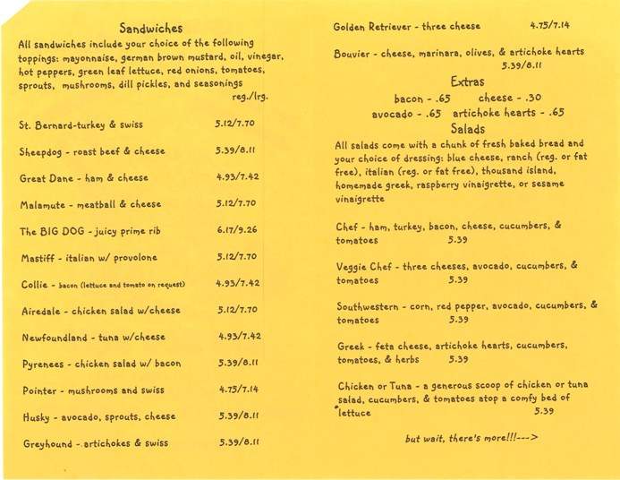 Big Dog Deli - Broomfield, CO menu_pic