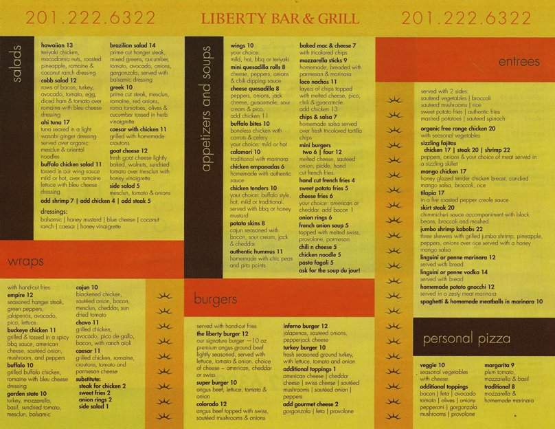 Liberty Bar & Grill - Hoboken, NJ menu_pic