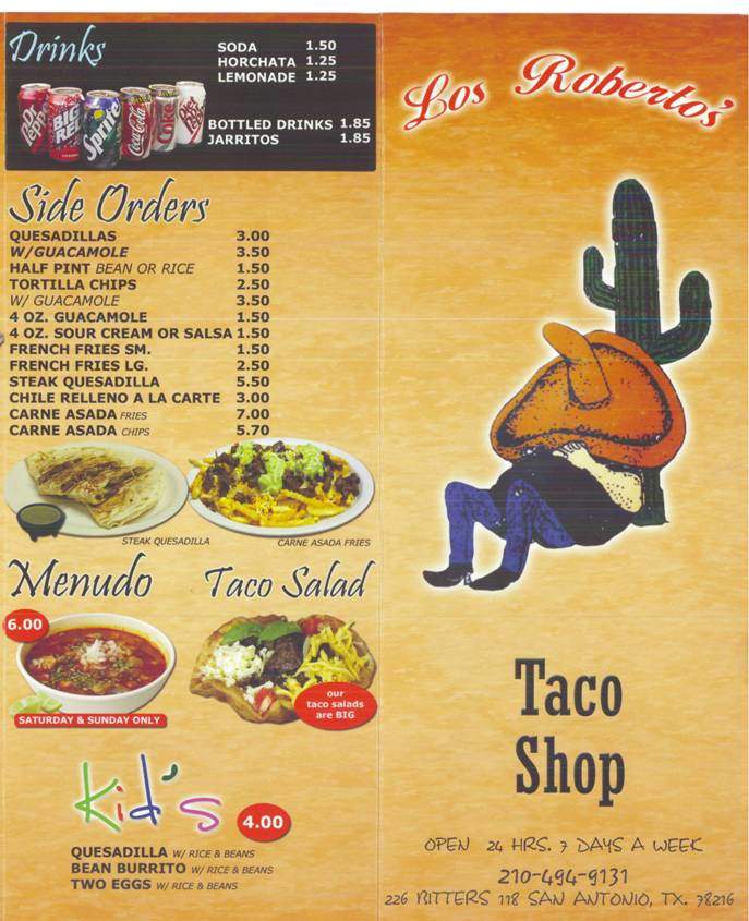 Los Roberto's Taco Shop - San Antonio, TX menu_pic