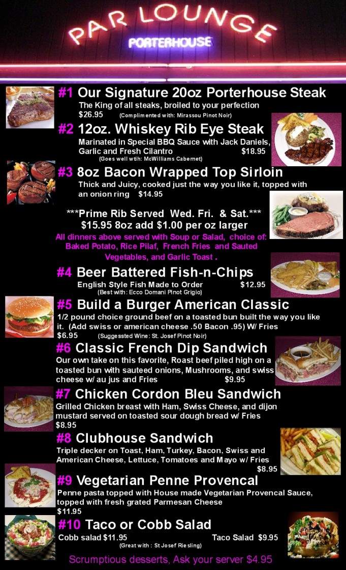 Porterhouse Restaurant - Portland, OR menu_pic