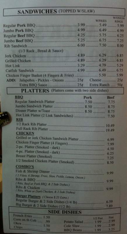 Mick's Bar-B-Q - North Little Rock, AR menu_pic