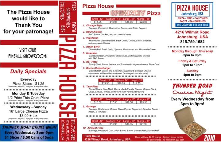 Pizza House - Johnsburg, IL menu_pic