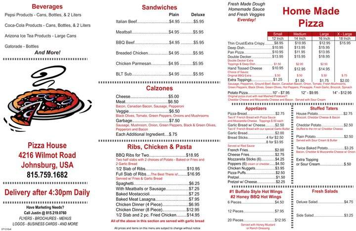 Pizza House - Johnsburg, IL menu_pic
