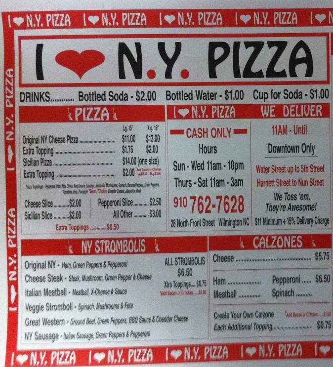 I Love Ny Pizza - Wilmington, NC menu_pic
