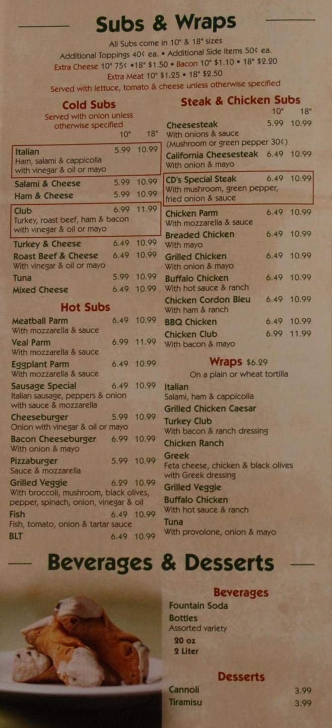 Central Dauphin Pizza Shop - Harrisburg, PA menu_pic