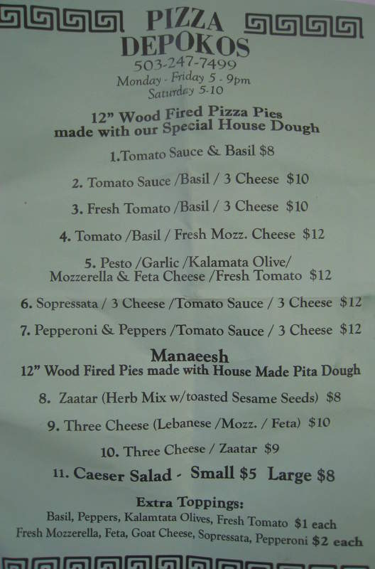 Pizza Depokos - Portland, OR menu_pic