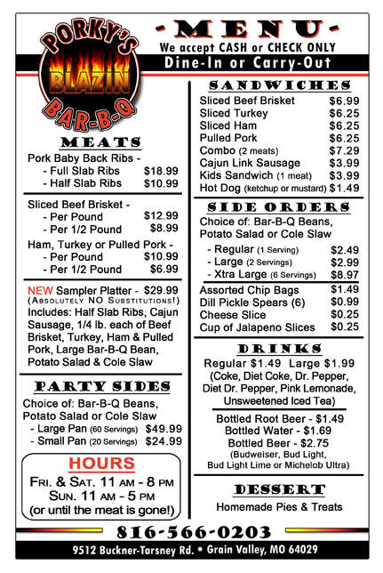 /2507010/Porkys-Blazin-Bar-Bq-Grain-Valley-MO - Grain Valley, MO