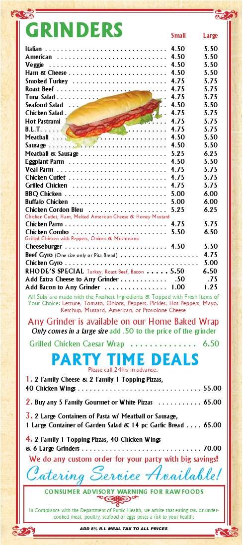 Rhodes Pizza & Restaurant - Riverside, RI menu_pic