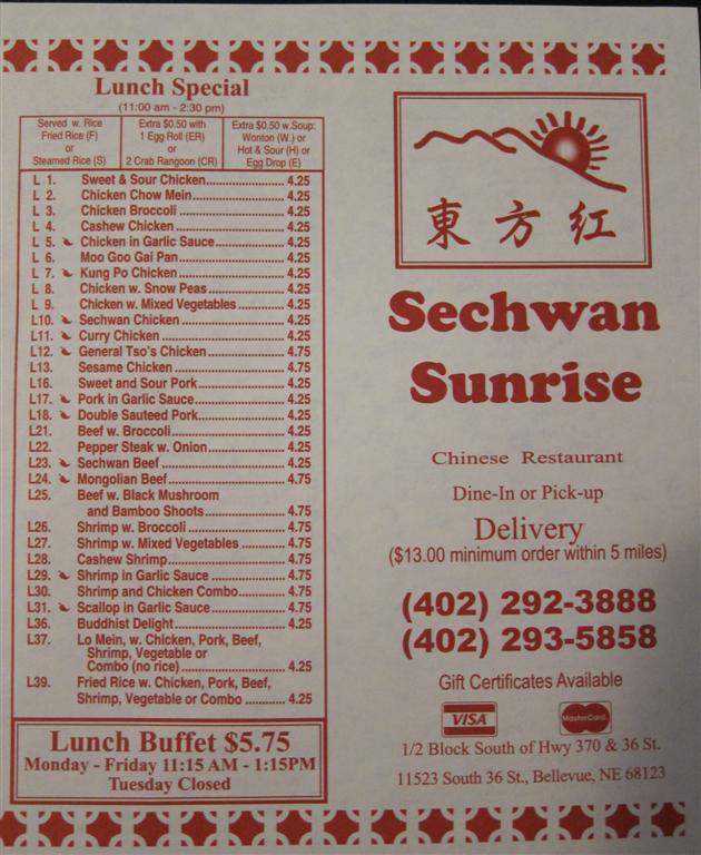 Sechwan Sunrise - Bellevue, NE menu_pic