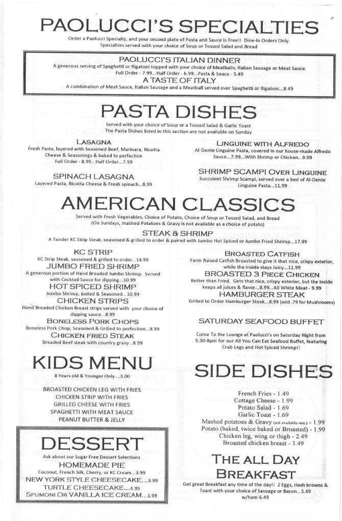 Paolucci & Begley Deli, Restaurant, & Lounge - Atchison, KS menu_pic