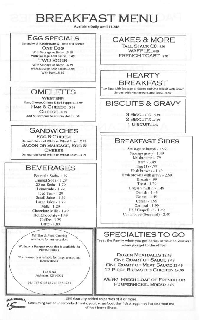 Paolucci & Begley Deli, Restaurant, & Lounge - Atchison, KS menu_pic