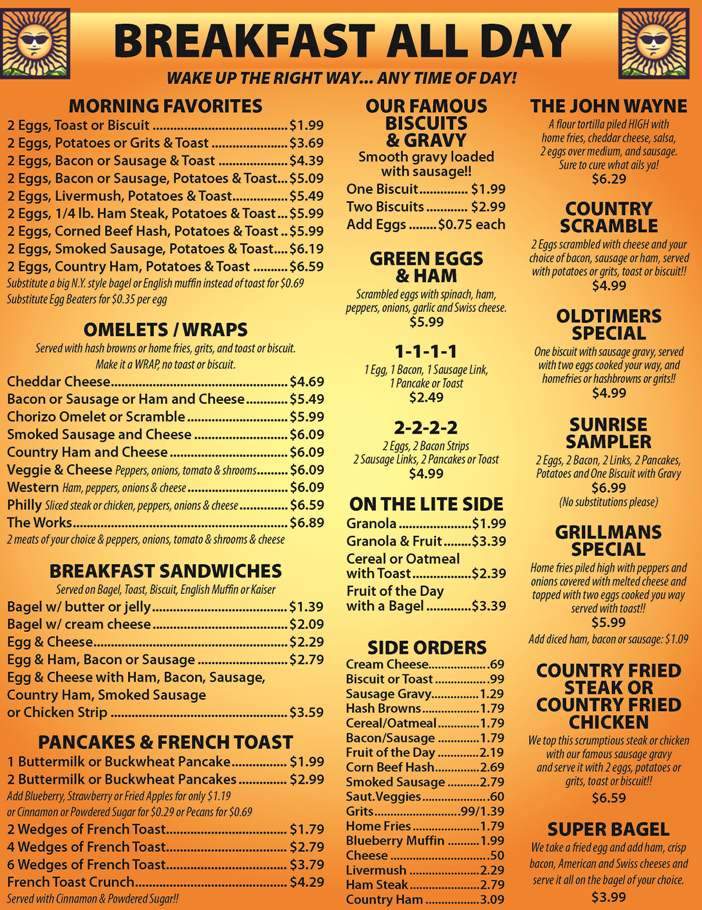 Sunrise Grill - Boone, NC menu_pic