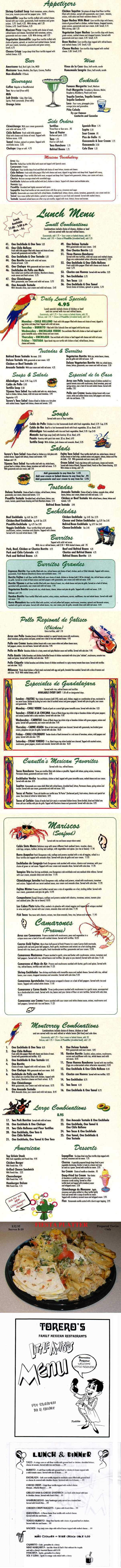 Toreros Mexican Restaurant - Durham, NC menu_pic
