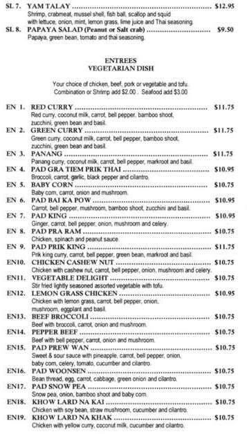 Tukta Thai - Dallas, TX menu_pic