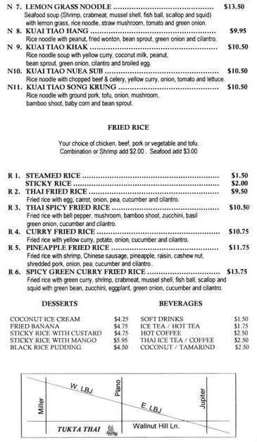 Tukta Thai - Dallas, TX menu_pic