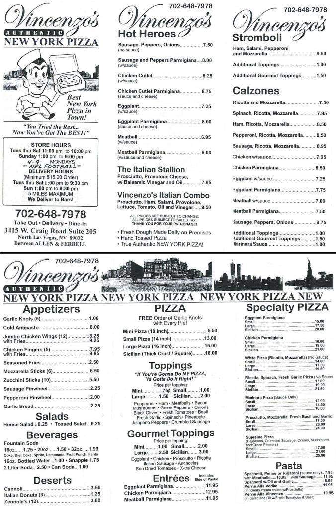 Vincenzo's Ny Pizzeria - North Las Vegas, NV menu_pic