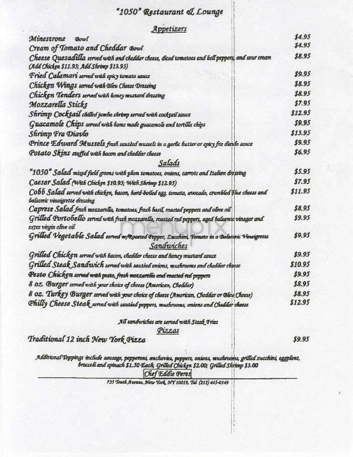 1050 - New York, NY menu_pic