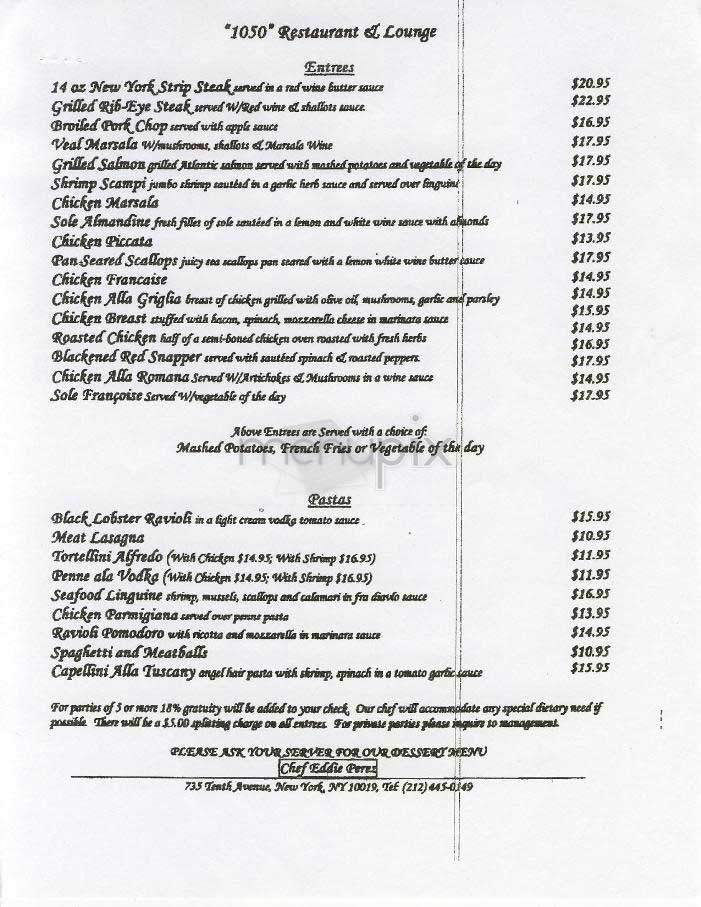1050 - New York, NY menu_pic