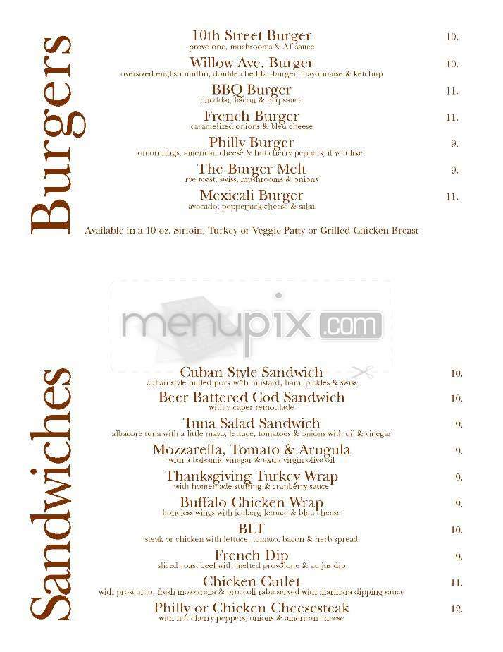 10th & Willow Bar & Grill - Hoboken, NJ menu_pic