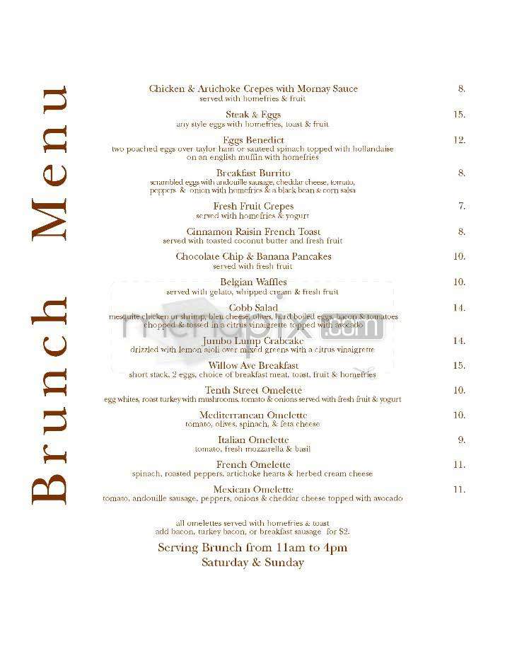 10th & Willow Bar & Grill - Hoboken, NJ menu_pic