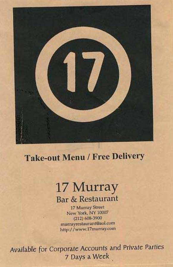 17 Murray St - New York, NY menu_pic