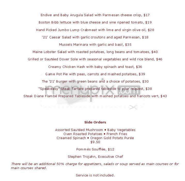 21 Club - New York, NY menu_pic
