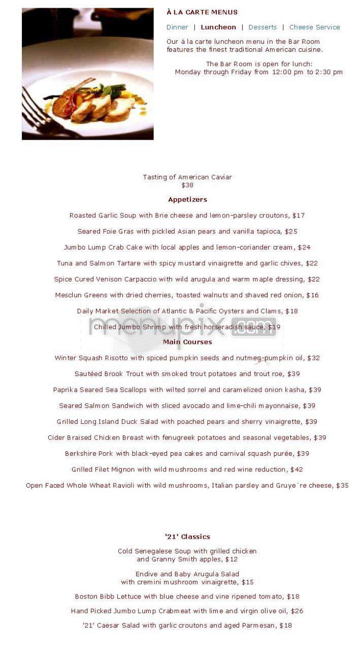 21 Club - New York, NY menu_pic