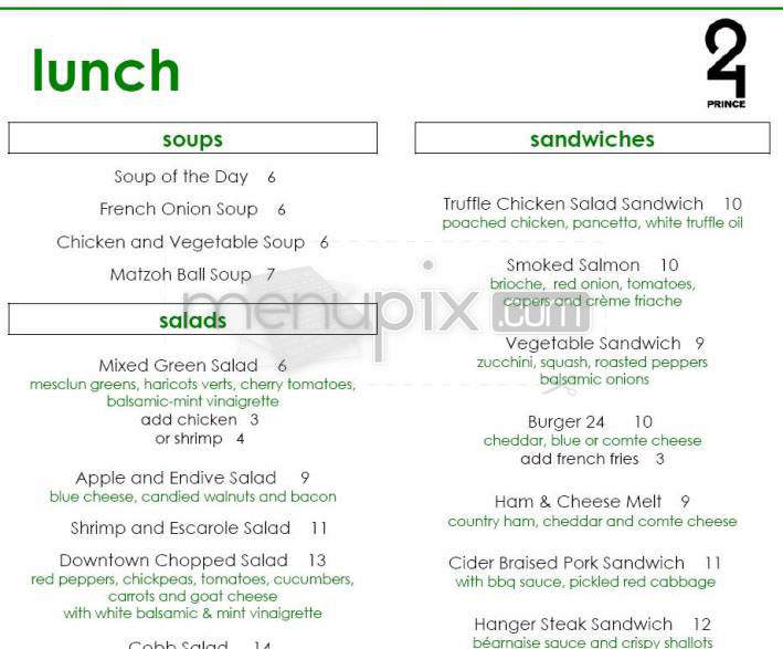 24 Prince - New York, NY menu_pic