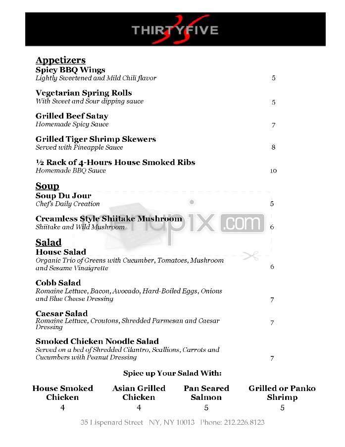 35 - Thirty Five - New York, NY menu_pic