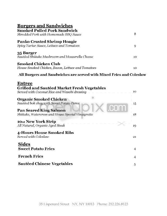 35 - Thirty Five - New York, NY menu_pic