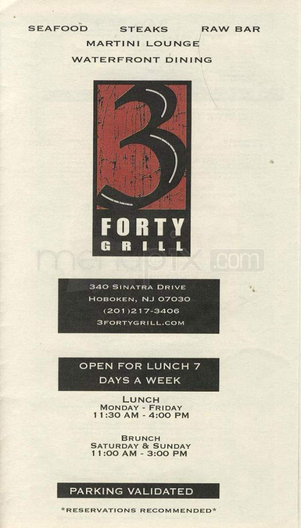 3 Forty Grill - Hoboken, NJ menu_pic