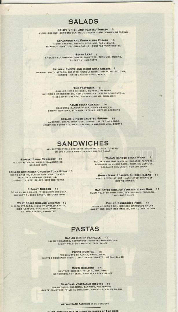 3 Forty Grill - Hoboken, NJ menu_pic