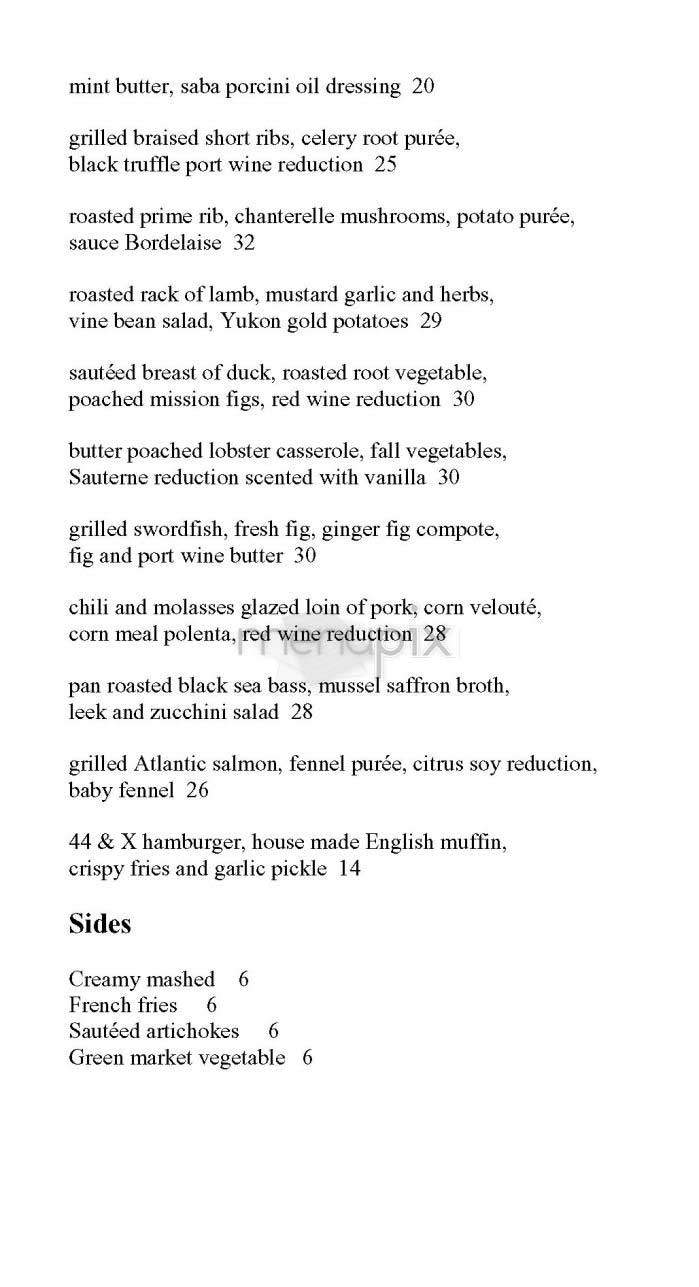 44 & X - New York, NY menu_pic