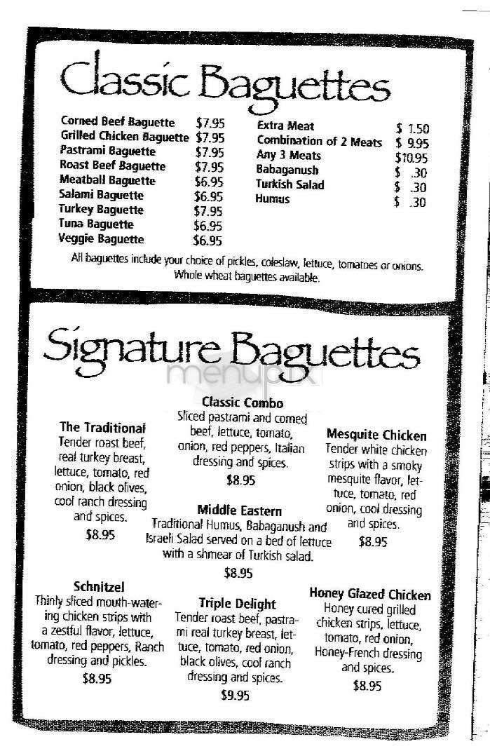 A Baguette Bar - New York, NY menu_pic
