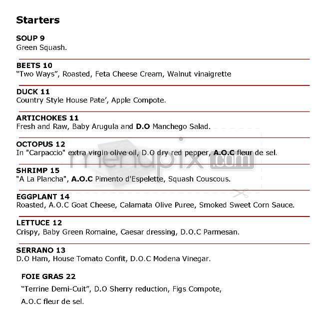 AOC Bedford - New York, NY menu_pic