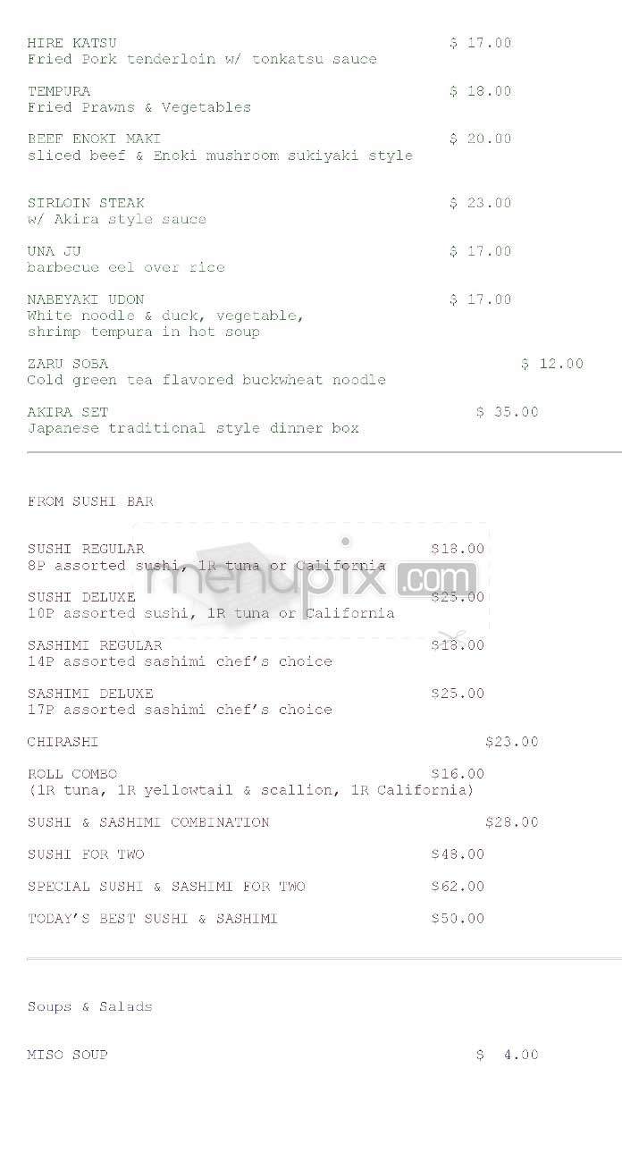 Akira - New York, NY menu_pic