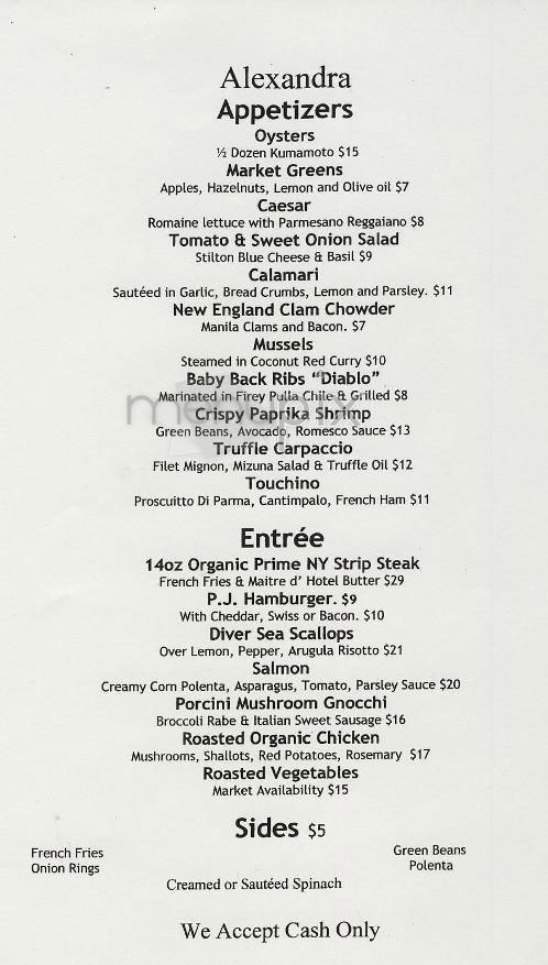 Alexandra - New York, NY menu_pic
