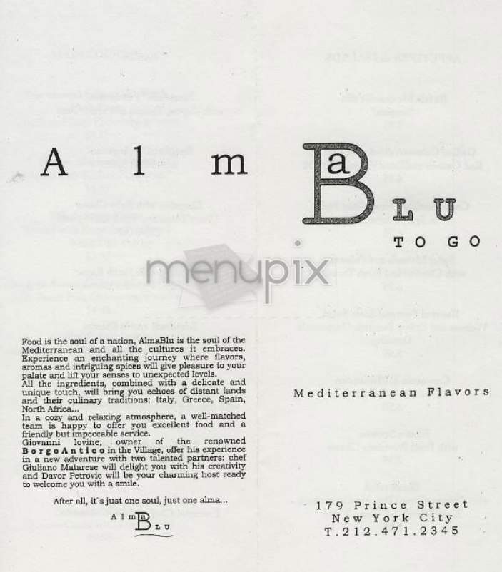 Alma Blu - New York, NY menu_pic