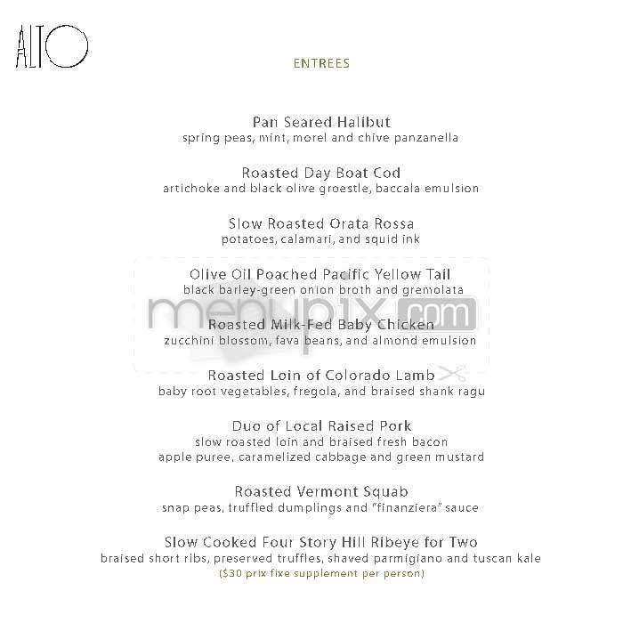 Alto - New York, NY menu_pic