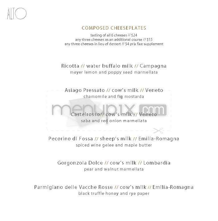 Alto - New York, NY menu_pic