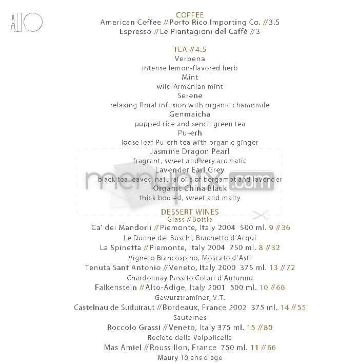 Alto - New York, NY menu_pic